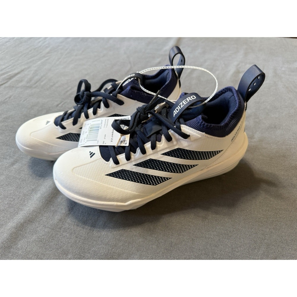 NEW adidas Adizero Impact 2.0 Metal Baseball Cleats Men's Sz 6.5 White Navy